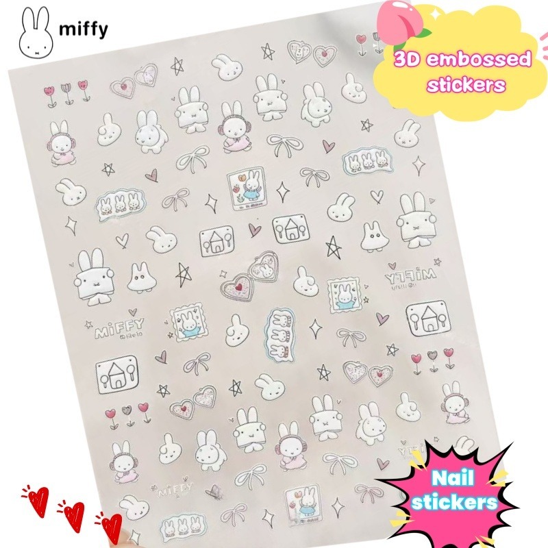 Nail Art - Miffy Cartoon-Nagelaufkleber, Anime-Kaninchen, wasserfest, dreidimensional geprägt,