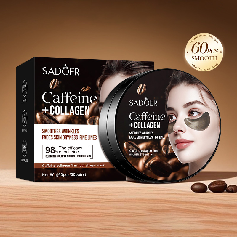 Collagen Under Eye Patches - 60 Stück SADOER Koffein Kristall Kollagen