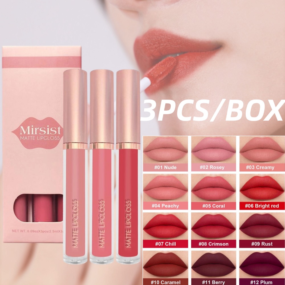 3 teile/satz Nude Lip Gloss Ma – Matte Velvet Lip Tint Long Lasting Bewertung und Preis