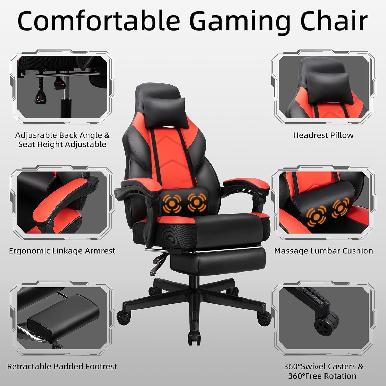Gaming-Stuhl mit Fußstütze, Ma – Massage Bewertung und Preis